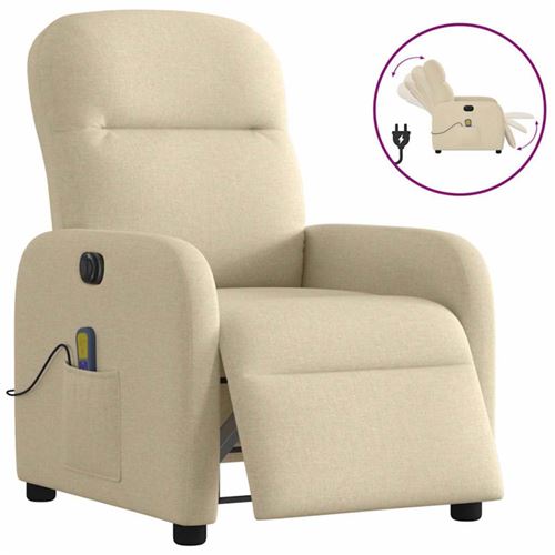 Non Communiqué Crème Fauteuil Inclinable De Massage Électrique Tissu