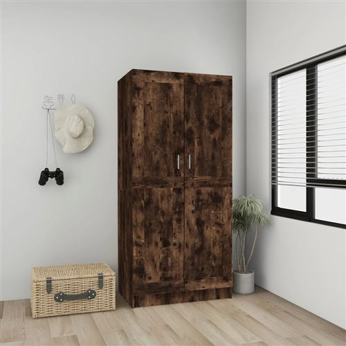 Non Communiqué Chêne Vidaxl Garde-Robe, Armoire De Rangement, Penderie Avec Compartiment Salon Vestiaire Chambre À Coucher, Moderne, Fumé Bois D'ingénierie