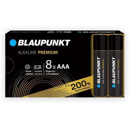 BLAUPUNKT paquet de 8 piles AAA alcalines PREMIUM