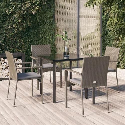 Vidaxl Noir Ensemble À Manger Jardin Coussins 5 Pcs - Image 2