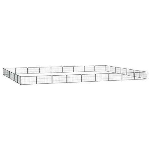 Vidaxl Noir Parc Pour Chien 32Panneaux 100X50cm Acier Enduit De Poudre 3115973 - Image 3