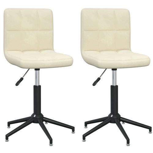 vidaXL Chaises pivotantes de salle à manger 2 pcs Crème Velours