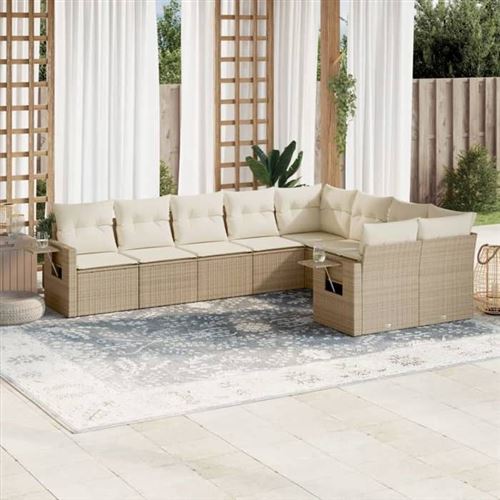 Non Communiqué Marron Salon De Jardin Modulable Vidaxl Rotin Beige 9 Personnes 62 X 55 X 69 Cm 9 Pieces