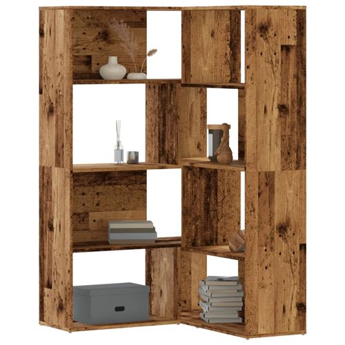 Vidaxl - Bibliothèque d'angle à 4 niveaux vieux bois bois d'ingénierie