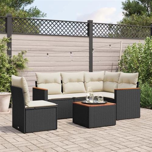 Non Communiqué Noir Vidaxl Salon De Jardin Avec Coussins 6 Pcs, Canapés De Terrasse, Ensemble De Meubles De Patio, Mobilier D'extérieur, 3258381