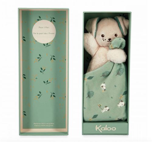 Non Communiqué Multicolore Doudou Carre Douceur Chien Vert - 18 Cm