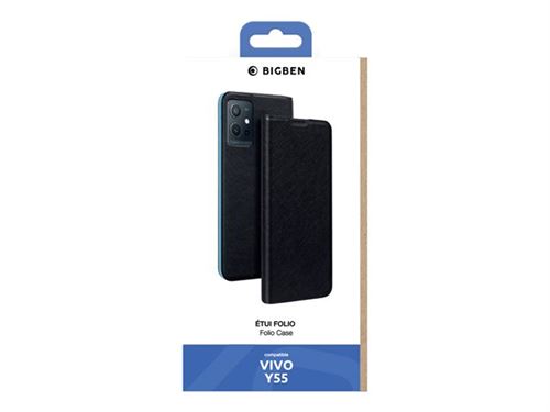 Bigben Connected - Étui à rabat pour téléphone portable - synthétique - noir - pour Vivo Y55 5G