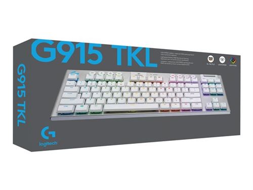 Logitech Gaming G915 TKL - Clavier - backlit - USB, Bluetooth, LIGHTSPEED - QWERTZ - Allemand - commutateur : GL Tactile - blanc