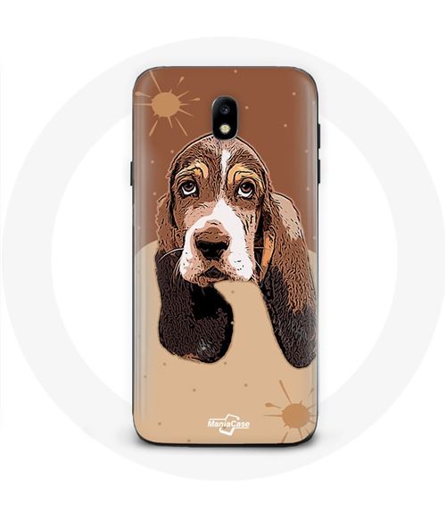 Coque pour Samsung Galaxy J7 2017 Basset Hound chien visage Maniacase