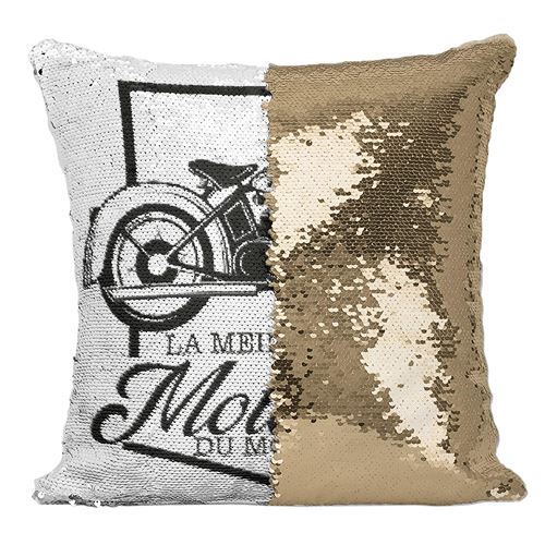 Fabulous Coussin avec Housse Sequin - Paillettes Doré La Meilleure Motarde du Monde [40 x 40 cm]