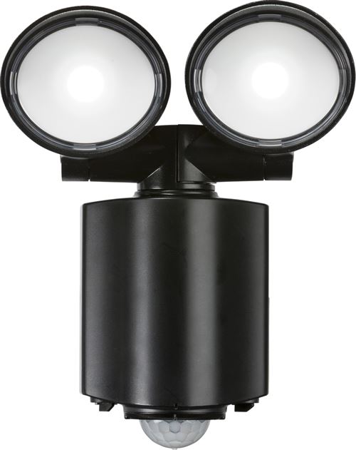 Knightsbridge Lumière de sécurité à DEL à double spot 230V IP55 - Noir - FL16ABK