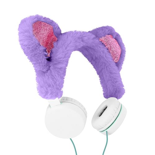 Casque audio Filaire Jack 3.5mm avec Oreille de chat en fourrure GJBY Violet