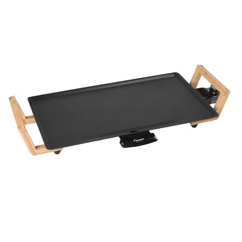 BESTRON Plancha/Plaque de cuisson Teppanyaki - Poignées en bambou - 1800 W