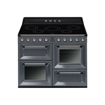 Smeg Victoria TR4110IGR - Cuisinière (four à deux étages) - pose libre - largeur : 110 cm - profondeur : 65.5 cm - hauteur : 102.5 cm - avec système auto-nettoyant - Gris ardoise