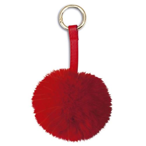 Porte-clés rouge pompon en peluche