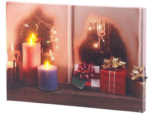 Tableau lumineux Une fenêtre à Noël 30 x 20 cm
