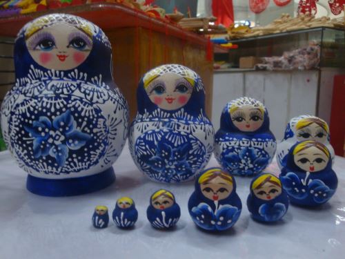 Poupées russes matryoskha en bois orné cadeau peint 10 pcs / ensemble