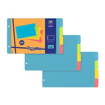 50 Intercalaires Colorés A6 - 5 Couleurs, 6 Trous - Pour Carnets à Anneaux, Organisateurs - Lot De 10 Jeux