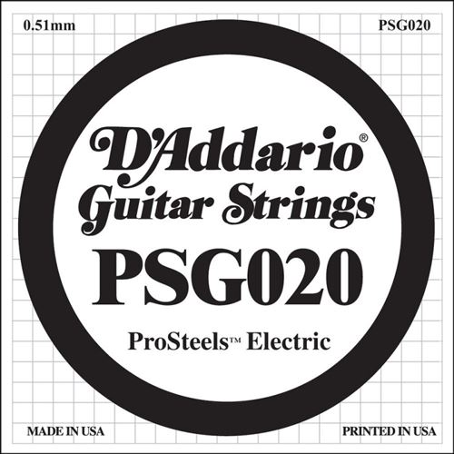 D'Addario ProSteels PSG020, .020 - Corde au détail – guitare électrique