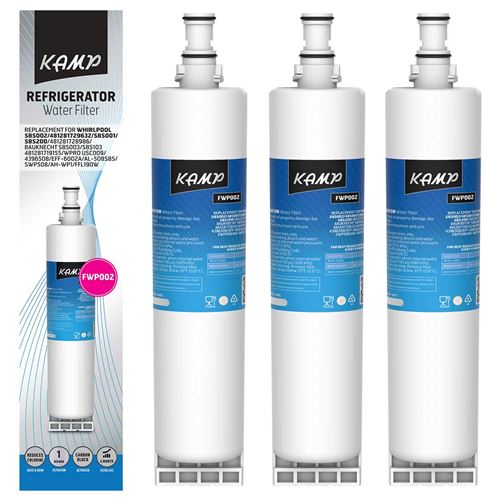 3x Filtre KAMP FWP002 remplace SBS002 / 481281729632 / SBS001 / 481281728986 / SBS200 / BAUKNECHT SBS003. Normes ANSI/NSF42 & 53.