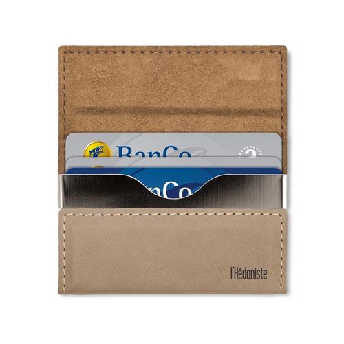 Balvi mini-portefeuille 9,5 x 6,8 cm en cuir artificiel beige