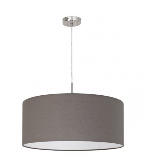 Suspension en tissu PASTERI 1 ampoule nickel satiné abat jour marron anthracite