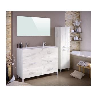 Stella Ensemble Salle De Bain Double Vasque Avec Miroir L 120 Cm Blanc Effet Bois Achat Prix Fnac