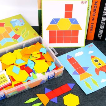 Puzzle Magnétique En Bois Tangram - 128 Cartes Défis - Blocs Géométriques - Jeu éducatif Pour Enfants