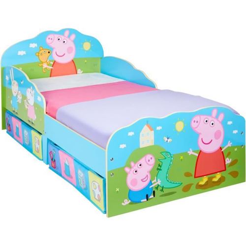 peppa pig - lit enfant avec rangement 140*70 cm