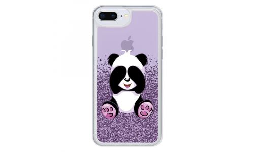 Coque souple iPhone 7/8 Plus Panda et Strass violet
