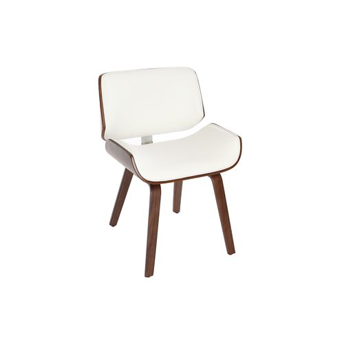 Chaise design blanc et bois foncé noyer RUBBENS