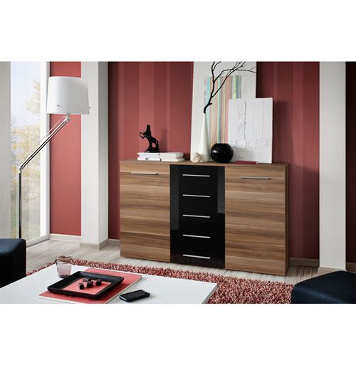 Paris Prix - Buffet 2 Portes Design fox 150cm Prunier & Noir