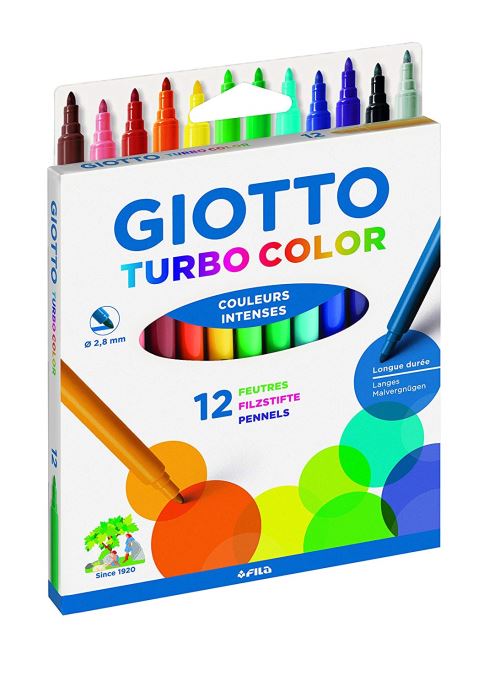 Feutres Giotto - Turbo Color - Assortiments de couleurs - 12 pcs
