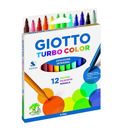 Feutres Giotto - Turbo Color - Assortiments de couleurs - 12 pcs