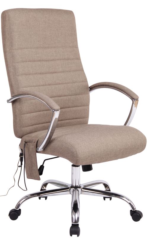 Chaise de Bureau Valais en Tissu avec Fonction de Massage - Couleur Taupe