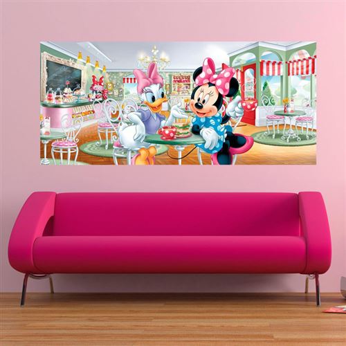 AG ART Poster géant Minnie & Daisy au salon de thé Disney intisse 202X90 CM