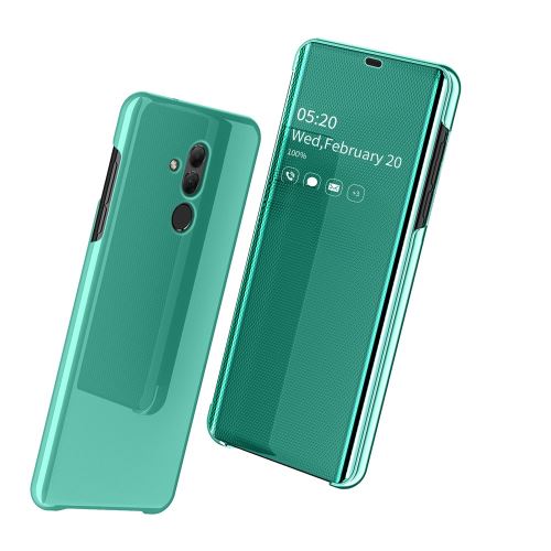 Etui en PU fenêtre de vue en miroir vert pour votre Huawei Mate 20 Lite