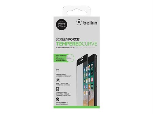 Belkin ScreenForce TemperedCurve - Schermbeschermer - zwart - voor Apple iPhone 6, 6s, 7, 8