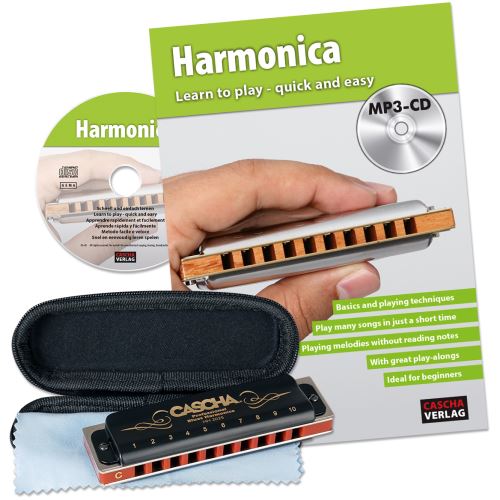 Cascha HH 1610 EN Prof. Blues Harmonica Set + livre d'instruction, CD