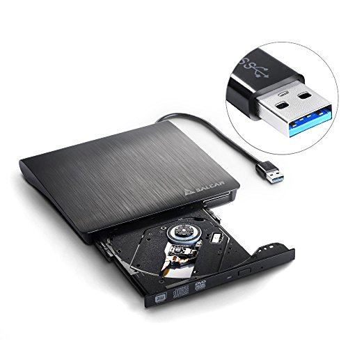 SALCAR Graveur DVD Externe USB 3.0 Slim Drive 9,5 mm Lecteur DVD RW VCD RW (Plug Play Hot Plug) pour Macbook