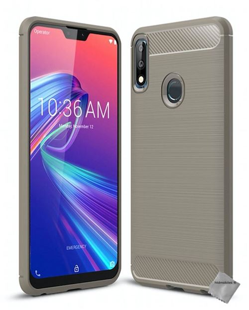 Housse etui coque silicone gel carbone pour Asus Zenfone Max Pro M2 ZB631KL + film ecran - GRIS - htdmobiles