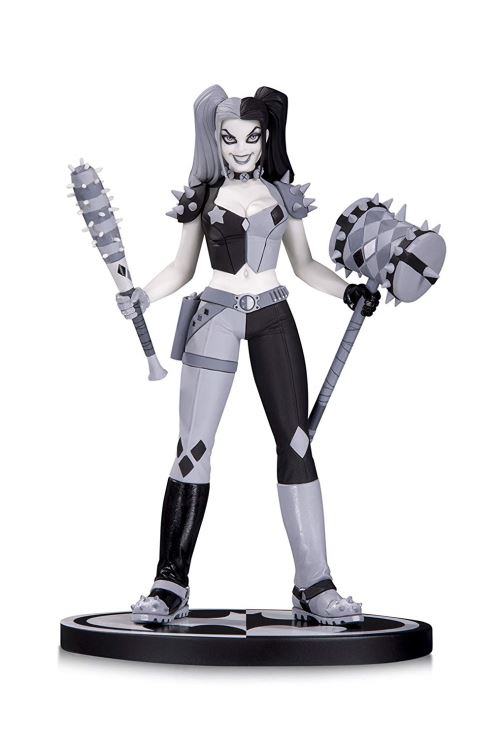 DC Direct- Black and White Harley Quinn Batman Figurine, 761941346137, Noir/Blanc, 18 cm