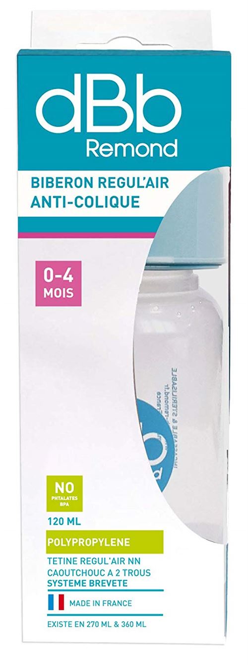 dBb Remond Régul'Air Biberon avec Tétine NN en Caoutchouc Ciel 120 ml