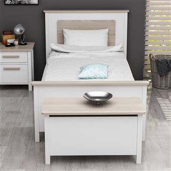 Homemania Lit Luna Cadre Simple Avec Tete De Lit Pied De Lit Blanc En Bois 102 X 202 X 92 Cm Achat Prix Fnac
