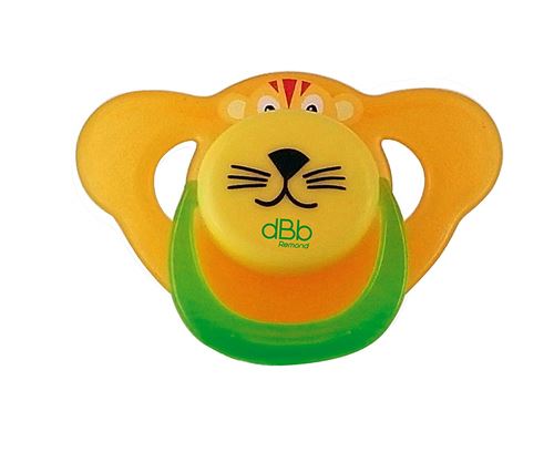 dBb Remond Sucette Physiologique 2ème Age Silicone Lion Orange Translucide