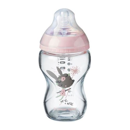 Tommee Tippee Biberon en Verre closer To Nature Décoré Rose 250 ml 1 Unité
