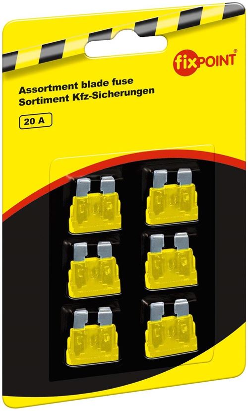 Fixpoint - Assortiment de minis fusibles, 20A, jaune, 6