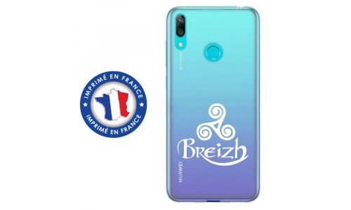 Coque souple pour Huawei Y7 (2019) avec impression Motifs Triskel Celte blanc