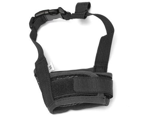 Comparer les prix de Réglable Chien Mesh Muselière Masque Museau Nylon à Bouche Anti Aboiement Morsure Sécurité à Chiot Puppy Noir M