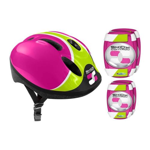 combo rose (casque + genouilleres & coudieres) skids control